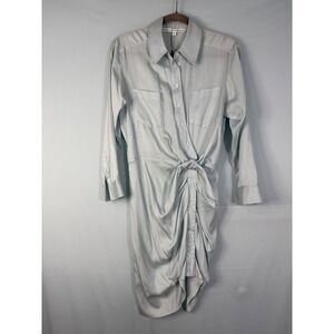 Veronica Beard Shirt Dress Women 2 Light Blue Good Twist Front Draped Tulip Hem